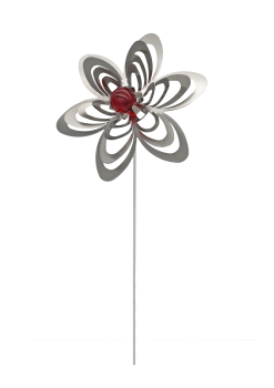 A3012 - steel4you SKARAT Gartenstecker Deko Blume mit Echtglas-Perle (Farbe: rot)